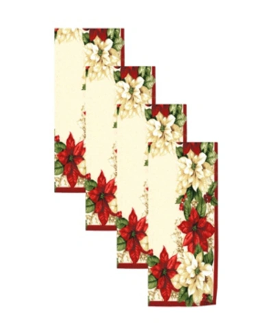 Elrene Red And White Poinsettias Napkin, Set Of 4 In Multi