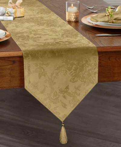 Shop Elrene Poinsettia Elegance Jacquard Holiday Table Runner In Gold