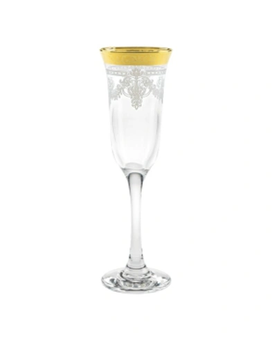 LORREN HOME TRENDS FLUTES WITH A STENCIL PATTERN AND GOLD BAND, SET OF 6 