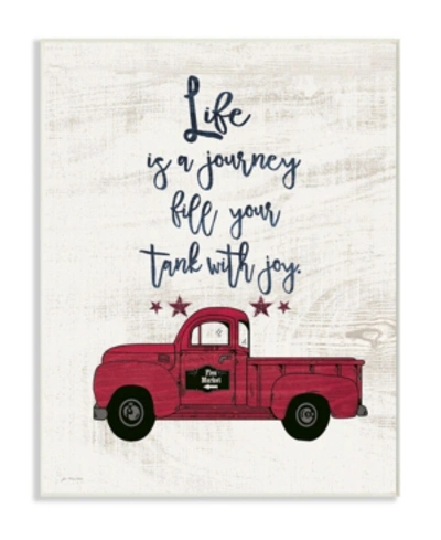 Stupell Industries Fill Your Tank With Joy Vintage-inspired Truck Illustration Wall Plaque Art, 10" X 15" In Multi
