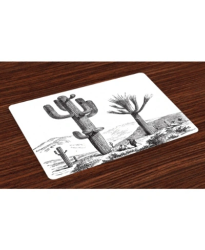 Shop Ambesonne Cactus Place Mats, Set Of 4 In Charcoal