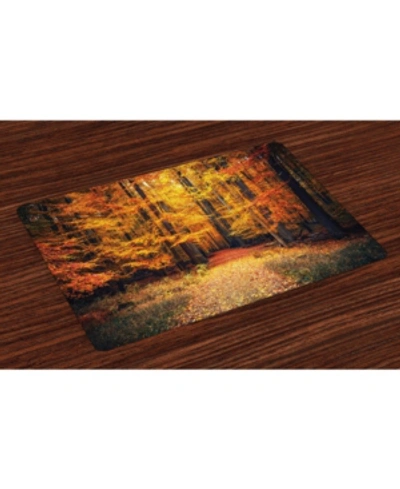 Shop Ambesonne Forest Place Mats, Set Of 4 In Orange