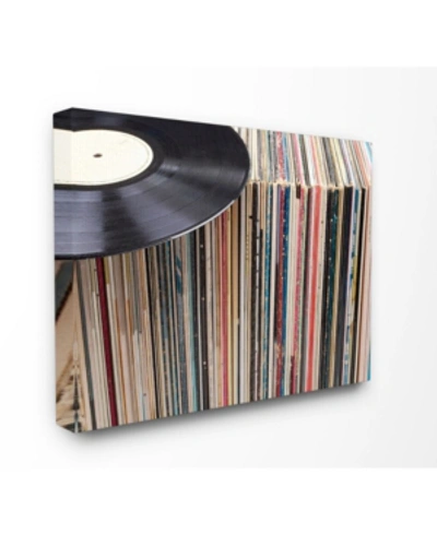 Shop Stupell Industries Vintage-inspired Records Display Canvas Wall Art, 24" X 30" In Multi