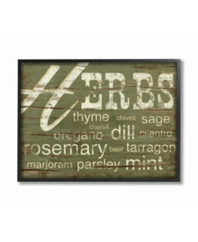 Shop Stupell Industries Home Decor Herbs And Words Green Kitchen Framed Giclee Art, 16" X 20" In Multi