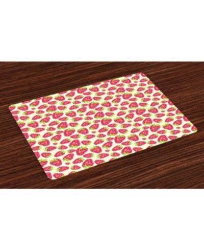 Ambesonne Strawberry Place Mats, Set Of 4 In Multi