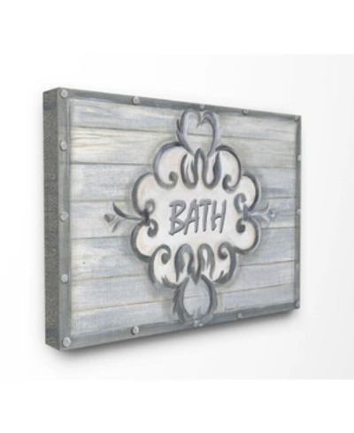 Stupell Industries Home Decor Collection Bath Gray Bead Board With Scroll Plaque Bathroom Canvas Wall Art, 16" X 20" In Multi