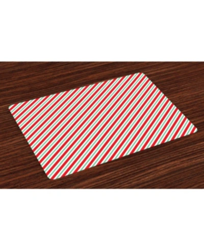 Shop Ambesonne Candy Cane Place Mats, Set Of 4 In Red