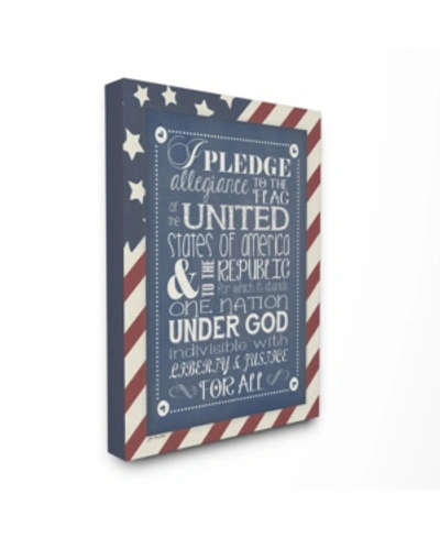 STUPELL INDUSTRIES HOME DECOR PLEDGE OF ALLEGIANCE WITH AMERICAN FLAG BACKGROUND CANVAS WALL ART, 16" X 20" 
