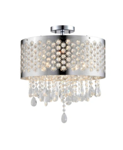 Shop Artiva Usa Modern, Comtemporary Catalyn 4-light Crystal Flush Mount Chandelier In Silver