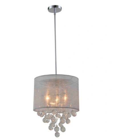 Shop Artiva Usa Modern, Comtemporary Charlotte Textured Silk Shade 3-light Crystal Chandelier With Bubbles Glass Bal In Silver