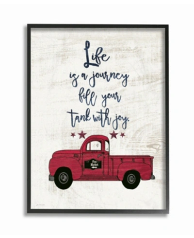 Shop Stupell Industries Fill Your Tank With Joy Vintage-inspired Truck Illustration Framed Giclee Art, 16" X 20" In Multi