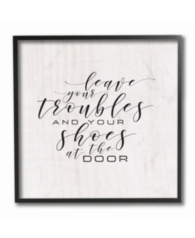 Shop Stupell Industries Leave Your Troubles And Shoes At The Door Framed Giclee Art, 12" X 12" In Multi