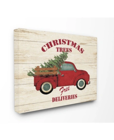 Shop Stupell Industries Merry Christmas Vintage-inspired Tree Truck Canvas Wall Art, 16" X 20" In Multi