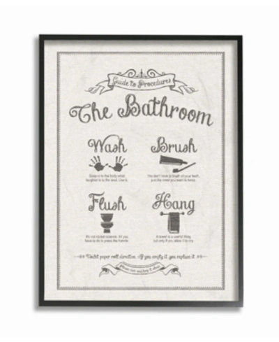 Shop Stupell Industries Guide To Bathroom Procedures Linen Look Framed Giclee Art, 11" X 14" In Multi