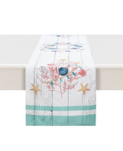 Shop Laural Home Coastal Christmas Table Runner In Azure And Shiplap
