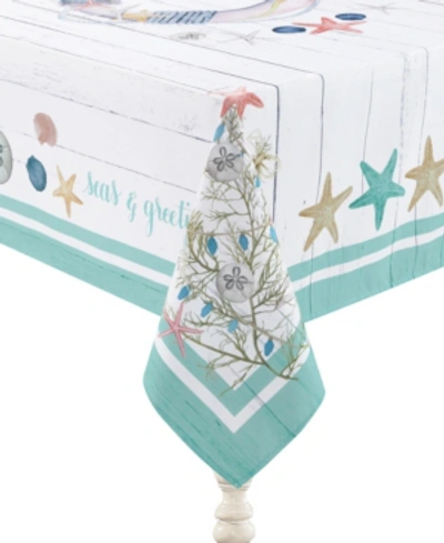 Shop Laural Home Coastal Christmas Tablecloth 70" X 84" In Azure And Shiplap