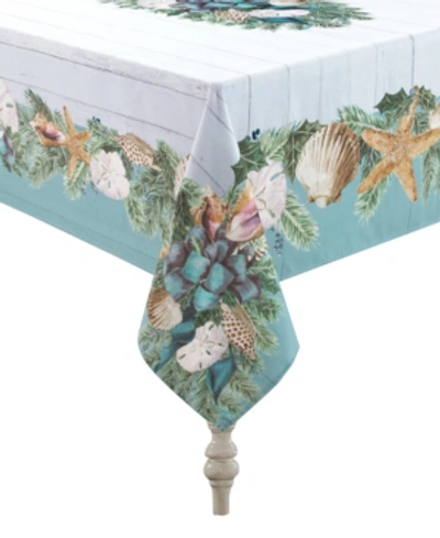 Shop Laural Home Christmas By The Sea Tablecloth In Aqua And Shiplap