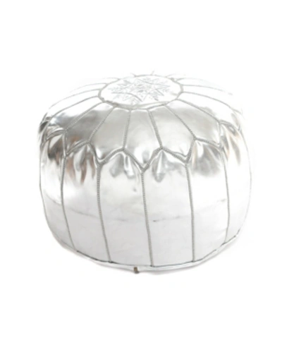 Shop Beldinest Moroccan Faux Leather Pouf Round Ottoman In Silver