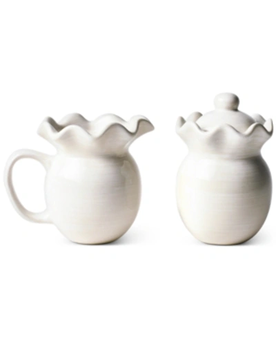 Coton Colors By Laura Johnson Signature White Ruffle Cream & Sugar Set In White
