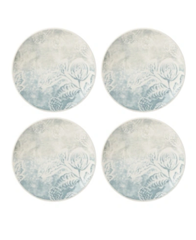 Shop Lenox Textured Neutrals Floral Accent Plates Set/4 In White And Grey
