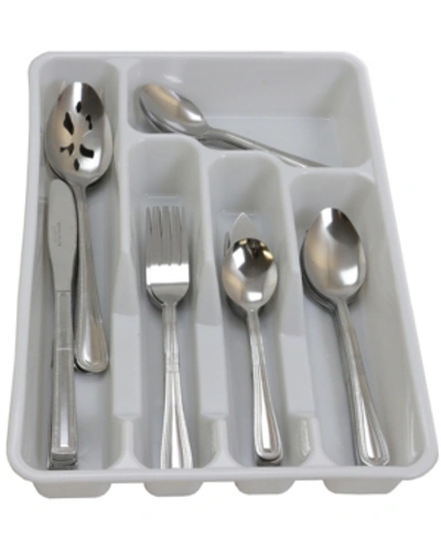 Shop Gibson Home Basic Living Aston 45 Piece Flatware Set With Plastic Tray In Silver-tone