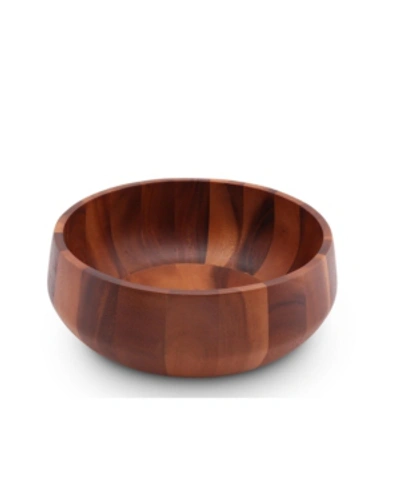 Shop Arthur Court Acacia Wood Serving Bowl For Fruits Or Salads Modern Round Shape Style Large Wooden Single Bowl In Silver