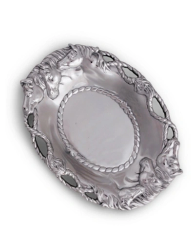 Arthur Court Designs Aluminum Horse Oval Tray In Silver
