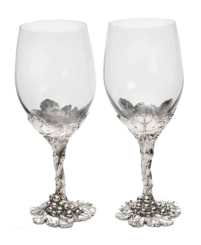 Shop Arthur Court Designs Aluminum Grape Pattern Base Wine Glasses Tall In Silver