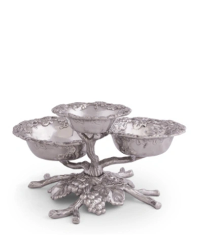 Arthur Court Designs Aluminum Grape Tiered 3-bowls In Silver