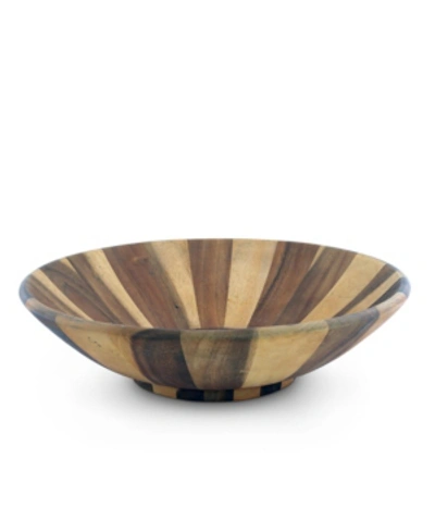 Shop Arthur Court Salad Bowl Acacia Wood Serving For Fruits Or Salads Wok Wave Style Extra Large Single Wooden Bowl In Silver