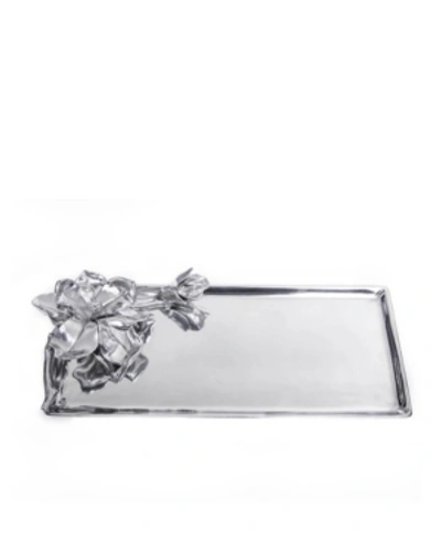 Shop Arthur Court Designs Aluminum Magnolia Oblong Tray In Silver