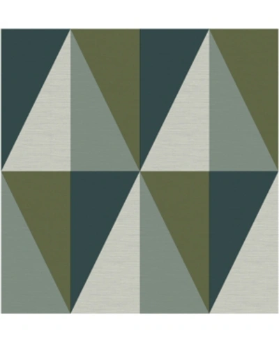 Shop A-street Prints 20.5" X 396" Aspect Geometric Wallpaper In Green