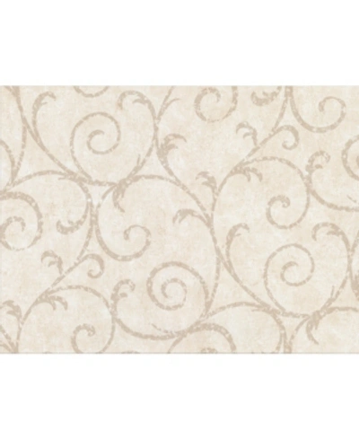 Shop Warner Textures 27" X 324" Sansa Plaster Scroll Wallpaper In Ivory