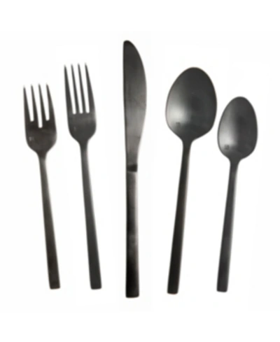 Fortessa Arezzo Brushed Black 20pc Flatware Set In Brushed Black Stainless Steel