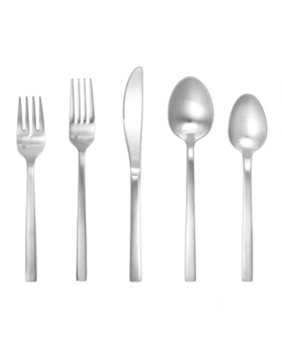 Shop Fortessa Arezzo Brushed 20pc Flatware Set In Brushed Stainless Steel