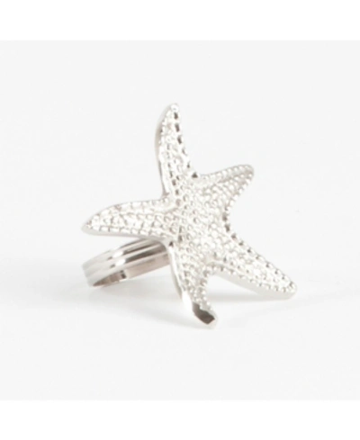 Shop Saro Lifestyle Star Fish Design Napkin Ring, Set Of 4 In Silver