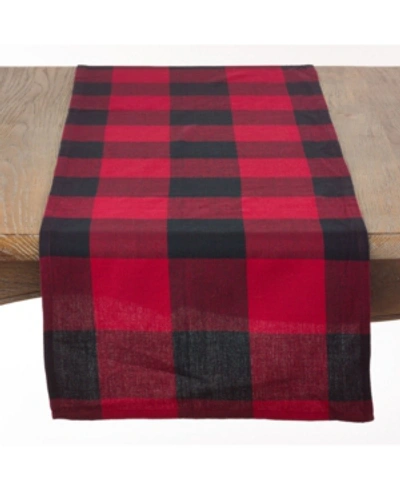Shop Saro Lifestyle Cotton Table Runner With Buffalo Plaid Pattern, 16" X 72" In Red