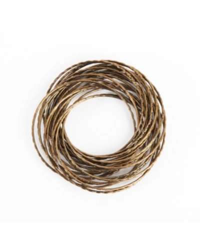 Saro Lifestyle Metallic Bronze Metal Bangled Napkin Ring, Set Of 4 In Bronze