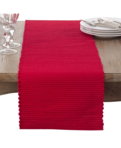 Shop Saro Lifestyle Cotton Mattor Ribbed Table Runner In Red