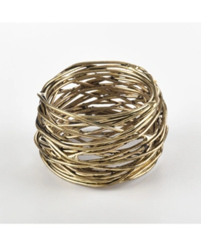 Shop Saro Lifestyle Metal Design Metal Design Napkin Ring, Set Of 4 In Gold