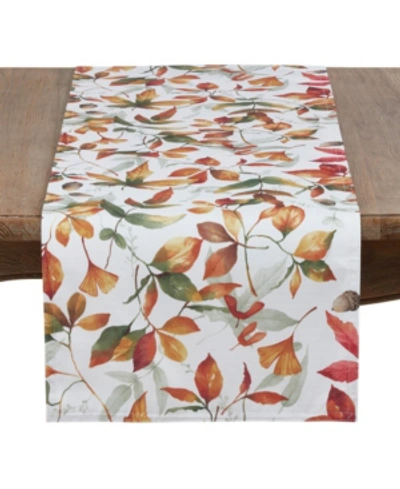 Shop Saro Lifestyle Fall Leaves Design Runner In Soft Tones In Multi