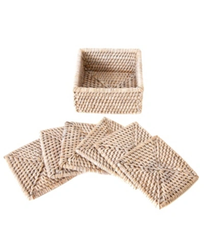 Artifacts Trading Company Artifacts Rattan Square Coasters In Off-white