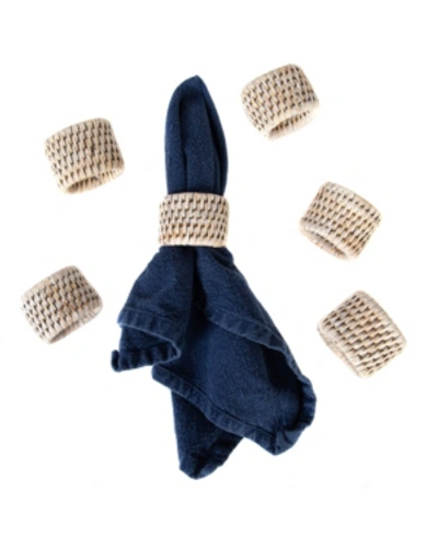 Artifacts Trading Company Artifacts Rattan 6-piece Oval Napkin Ring Set In Off-white