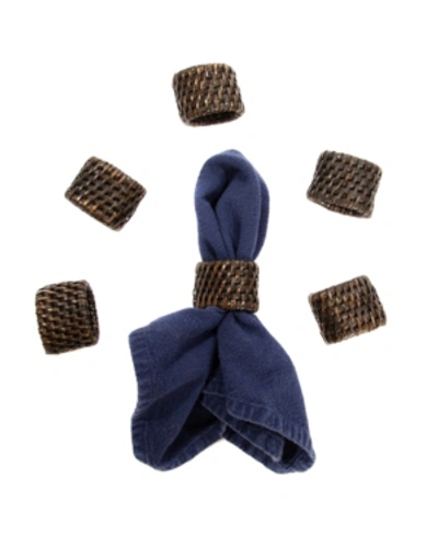 Artifacts Trading Company Artifacts Rattan 6-piece Oval Napkin Ring Set In Coffee Bean