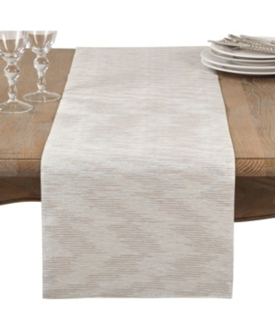 Saro Lifestyle Metallic Woven Glam Table Runner In Silver