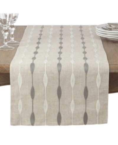 Saro Lifestyle Modern Embroidered Design Table Runner In Natural