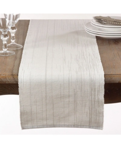 Saro Lifestyle Shimmering Woven Cotton Table Runner In White