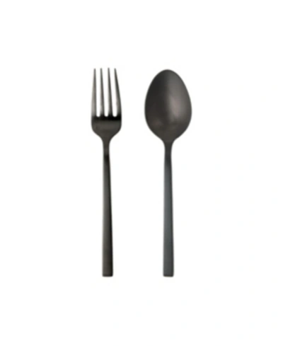 Fortessa Arezzo Brushed Black 2pc Serving Set In Brushed Black Stainless Steel