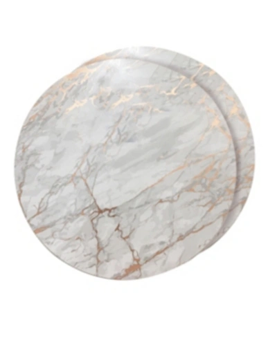 Shop Dainty Home Foiled Marble Granite Thick Cork Heat Resistant 15" Placemats In Rose Gold