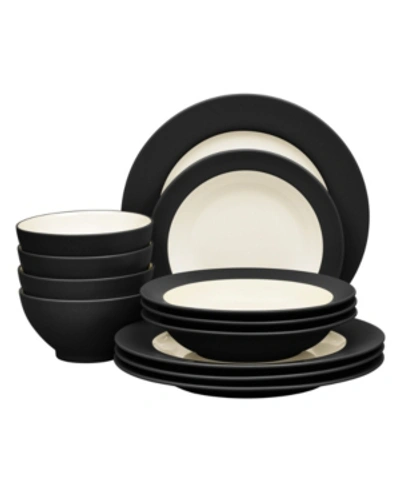 NORITAKE COLORWAVE RIM 12-PIECE DINNERWARE SET 